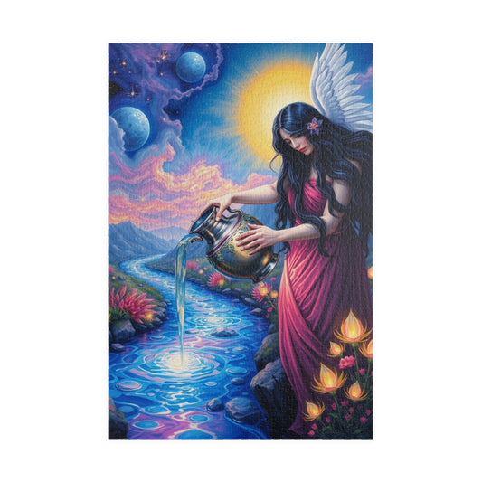 Mystical Water Goddess Puzzle, Aquarius Zodiac Symbol Jigsaw Game, Gift for Friends Fantasy Lovers, Mindfulness Activity, Home Entertainment 1014 pcs (Vertical) Puzzle The Puzzle Chest