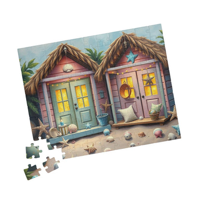 Seaside Charm Jigsaw Puzzle - Pastel Beach Huts, 110/252/520/1014-Piece Summer Vibes Beach House Puzzle for Fun, Gifts, Mental Stimulation Puzzle The Puzzle Chest