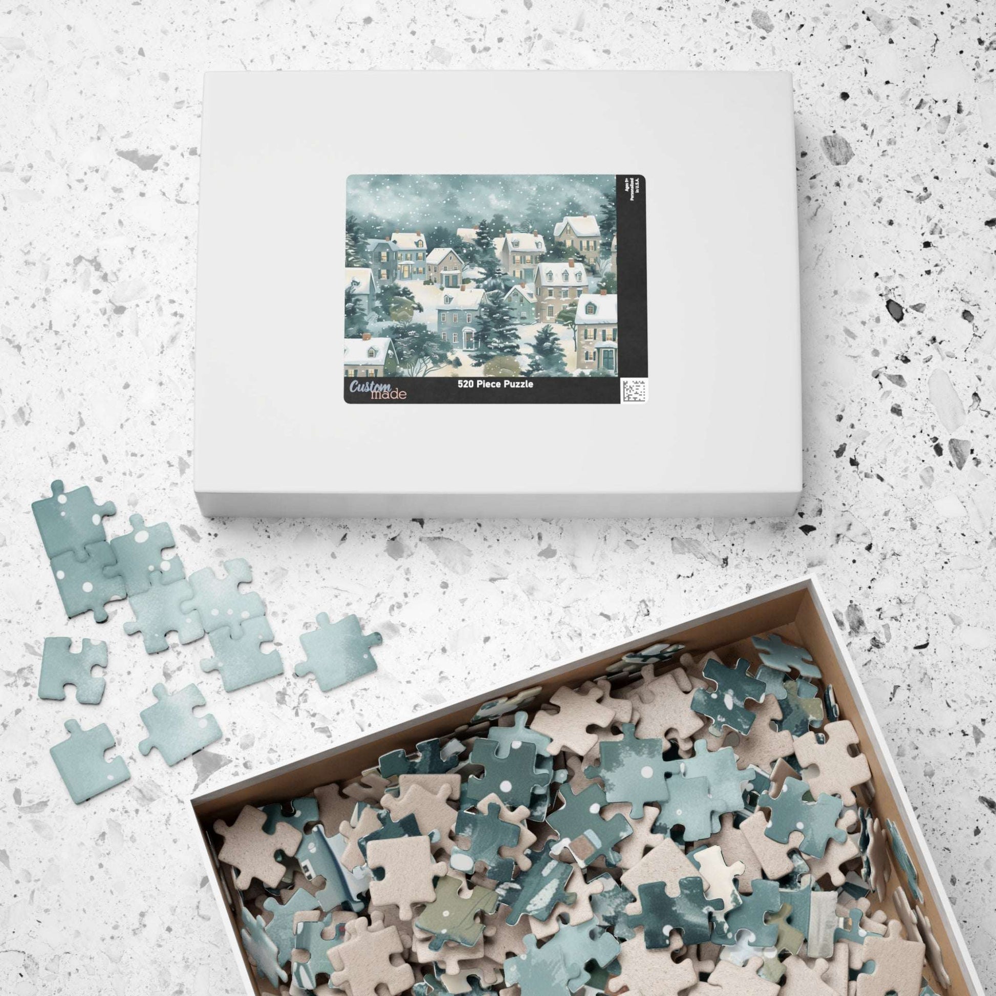Snowy Village Winter Scene Jigsaw Puzzle