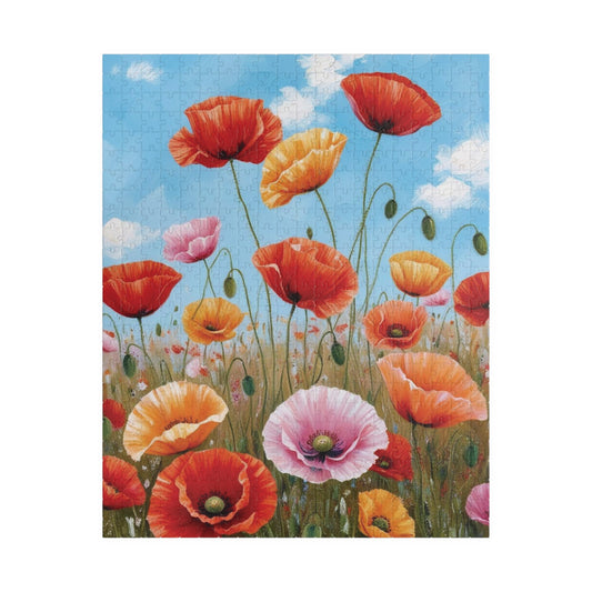 Blooming Poppies Puzzle, Close Up View, Colorful Floral Meadow Scene, Nature-Inspired Jigsaw Game, Unique Gift Art Enthusiast, Puzzle Lover 520 pcs (Vertical) Puzzle The Puzzle Chest