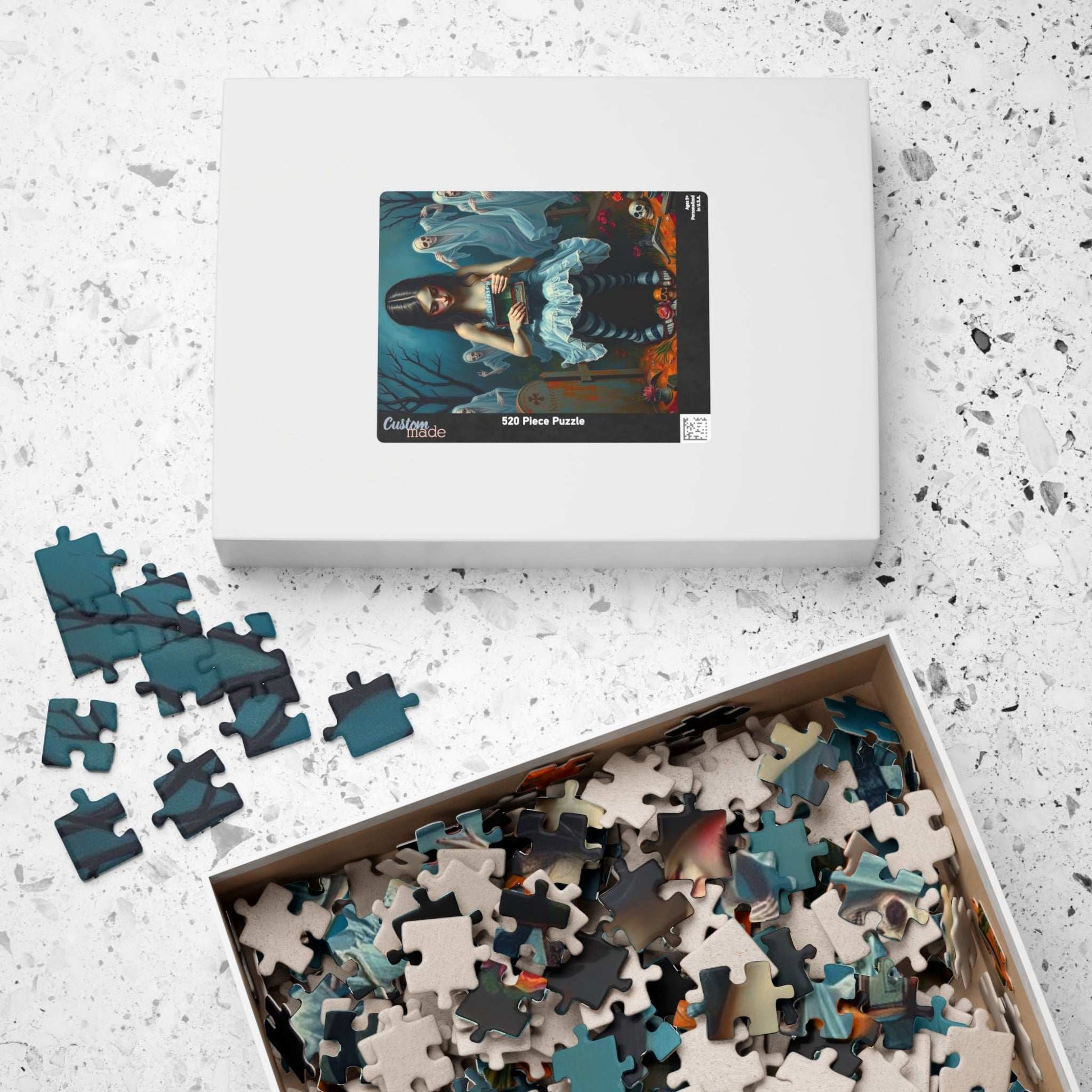 Gothic Art Jigsaw Puzzle - Melancholic Woman in Graveyard, Best Unique Halloween Gifts for Adult Puzzle Lovers, Mystery Vibe Puzzle The Puzzle Chest