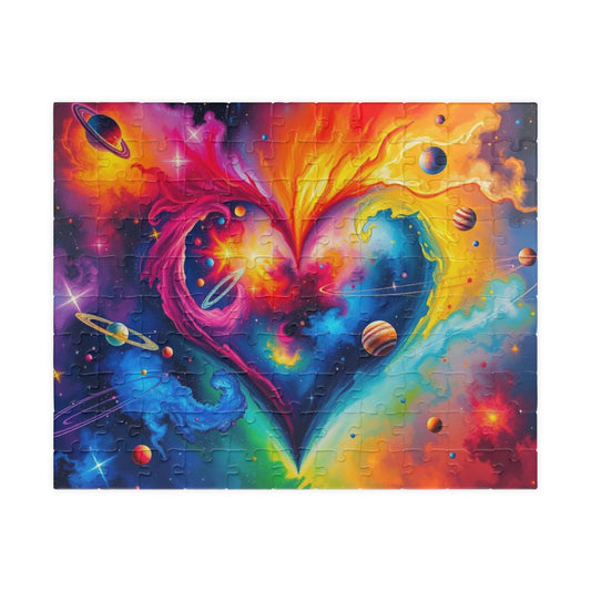 Celestial Love Jigsaw Puzzle, Pride Galaxy Puzzle, Cosmic Heart Puzzle, LGBTQ+ Puzzle for Solo Fun, Family Activity, Pride Month Gift Idea 110 pcs (Horizontal) Puzzle The Puzzle Chest