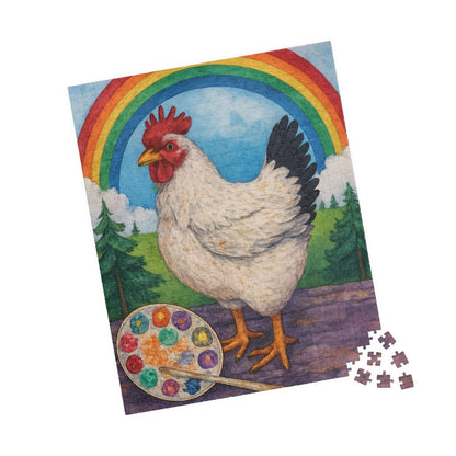 Creative Clucks Jigsaw Puzzle - Rainbow Chicken Artist 520 pcs (Vertical) Puzzle The Puzzle Chest