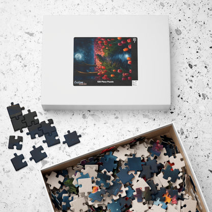 Magical Nighttime Tulip Puzzle, Peaceful Floral Scene Under the Moon, Glowing Flowers and Tranquil River Jigsaw Game, Gift for Nature Lover Puzzle The Puzzle Chest
