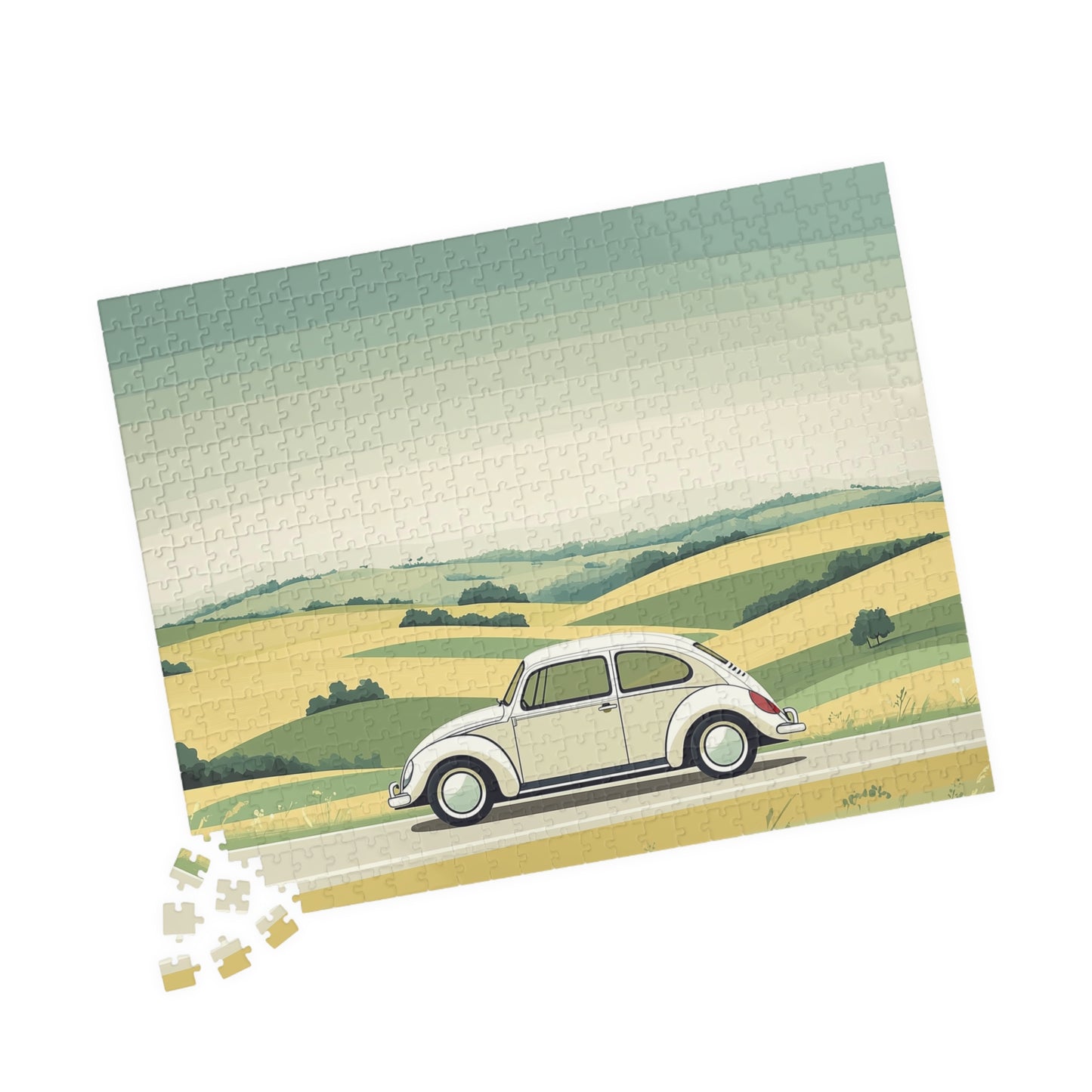 Vintage Beetle Illustration Puzzle | Scenic Countryside Jigsaw
