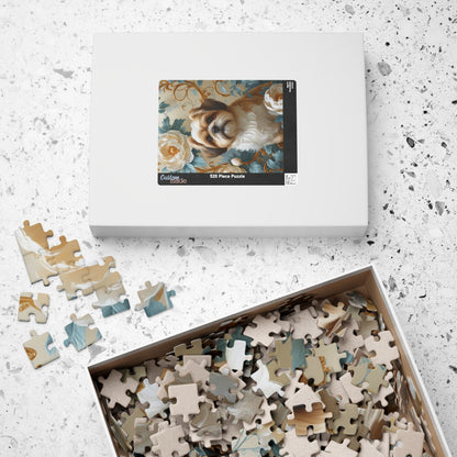 Jigsaw Puzzle - William Morris-Inspired Design with Shih Tzu and Peonies, 110, 252, 520, 1014-piece, Mind Teaser Brain Game Family Fun, Gift