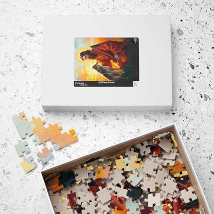 Christian Jigsaw Puzzle - Saint Francis Blessing a Wolf, Religious Art, Meditation Activity, Gift for Catholics, Family Activity or Solo Fun