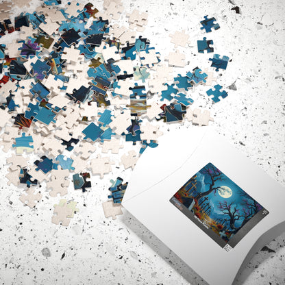 Moonlit Crosses Jigsaw Puzzle - Abandoned Cemetery, Gothic Art Print, Gothic Landscape, Spooky Graveyard Puzzle Lover Dark Fantasy Gift Idea Puzzle The Puzzle Chest