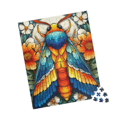 Colorful Moth Illustration Puzzle | 110-1014 Piece Stained Glass Style Jigsaw 520 pcs (Vertical) Puzzle The Puzzle Chest