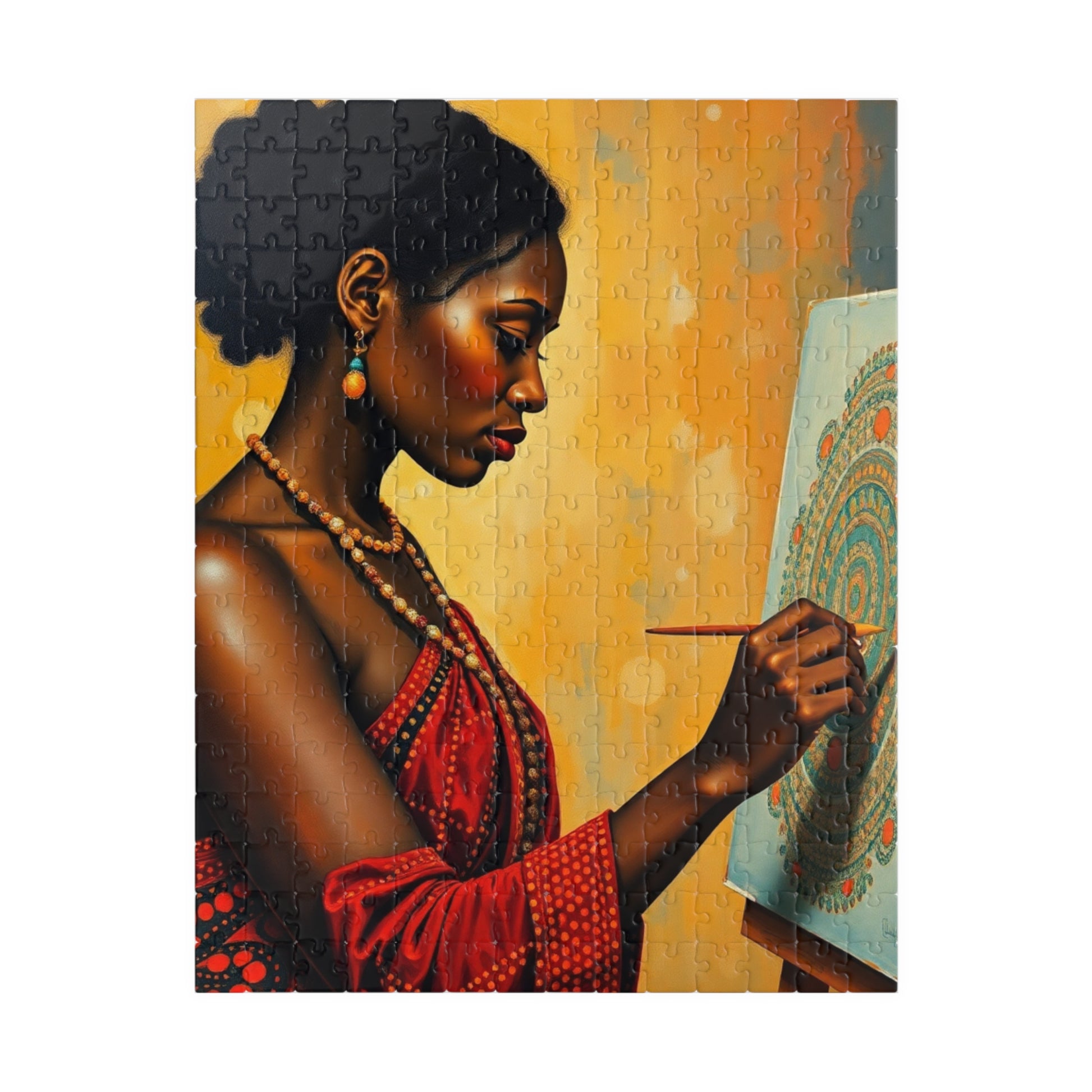 Indigenous Australian Woman Puzzle, Cultural Art Jigsaw Game, Dreamtime Painting Scene in Earthy Tones, Unique Gift for Puzzle Enthusiast 252 pcs (Vertical) Puzzle The Puzzle Chest