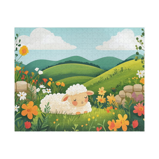Sleeping Lamb Meadow Puzzle | Cute Sheep Jigsaw Puzzle, Spring Floral Scene Puzzle The Puzzle Chest