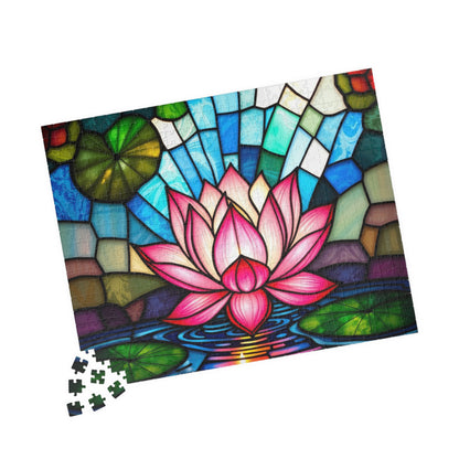 Lotus Jigsaw Puzzle, Sacred Pink Flower in Bloom, Faith-Based Nature Themed Game, Relaxation Activity, Unique Gift for Puzzle Lover