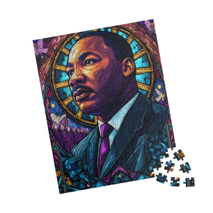 Black History Jigsaw Puzzle – Dr. Martin Luther King Jr. Stained Glass Illustration, Afrocentric Puzzle for Adults, Inspirational MLK Art Gift 252 pcs (Vertical) Puzzle The Puzzle Chest