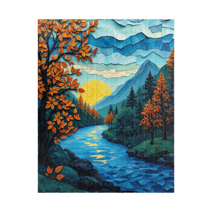Mosaic Autumn Sunrise Landscape Jigsaw Puzzle, Fun Family Activity, Gift for Nature Enthusiasts 252 pcs (Vertical) Puzzle The Puzzle Chest