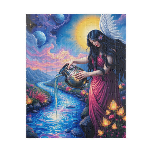 Mystical Water Goddess Puzzle, Aquarius Zodiac Symbol Jigsaw Game, Gift for Friends Fantasy Lovers, Mindfulness Activity, Home Entertainment 110 pcs (Vertical) Puzzle The Puzzle Chest