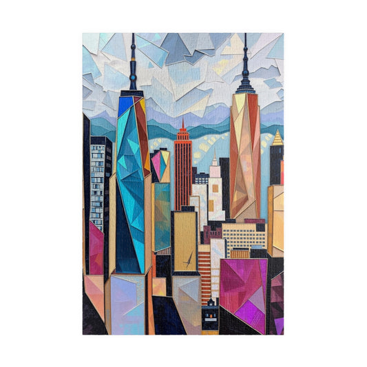 Abstract Cityscape Jigsaw Puzzle, Geometric Shapes Iridescent Colors, Mental Exercise for Puzzle Art Lover, Best Unique Gift, Mindfulness 1014 pcs (Vertical) Puzzle The Puzzle Chest
