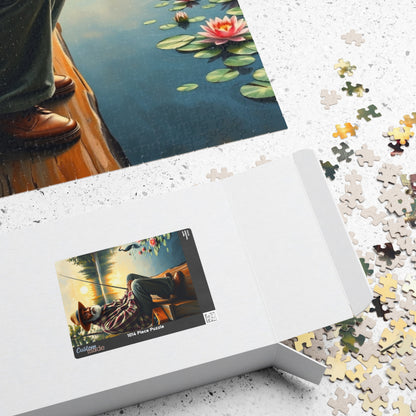 Fishing Scene Jigsaw Puzzle - African American Man, Nature Lover Afrocentric Black Art Gift, Creative Hobby, Family Fun, Father's Day Puzzle The Puzzle Chest