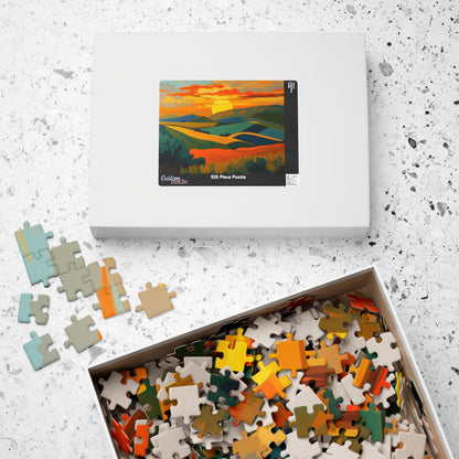 Sunset Landscape Puzzle, Abstract Jigsaw Game, Colorful Nature Art Puzzle for Adult Puzzle The Puzzle Chest