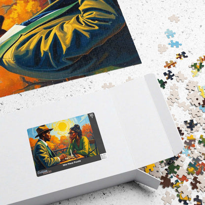 Black Art Jigsaw Puzzle - Black Couple Playing Chess, Afrocentric Gift for Friends, Brain Teaser, Fun Family Game Night Puzzle The Puzzle Chest