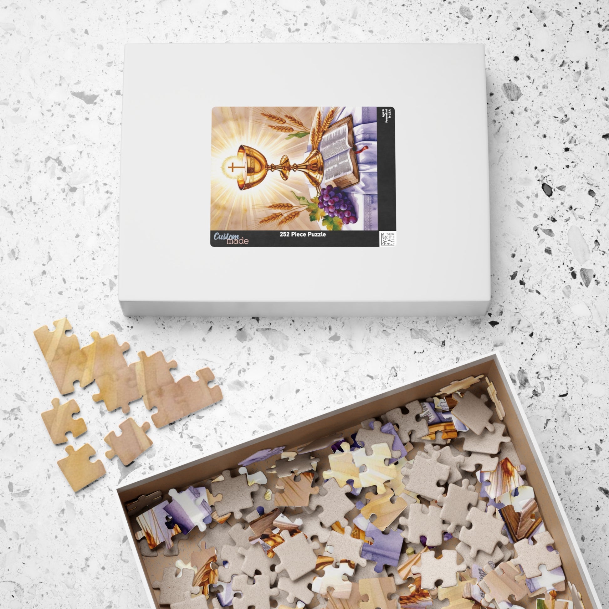 Faith Based Jigsaw Puzzle Gifted, Christian Golden Chalice Inspirational Home Decor, Religious Gift, Mindfulness Activity for Puzzle Lover Puzzle The Puzzle Chest