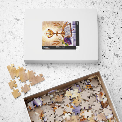 Faith Based Jigsaw Puzzle Gifted, Christian Golden Chalice Inspirational Home Decor, Religious Gift, Mindfulness Activity for Puzzle Lover Puzzle The Puzzle Chest