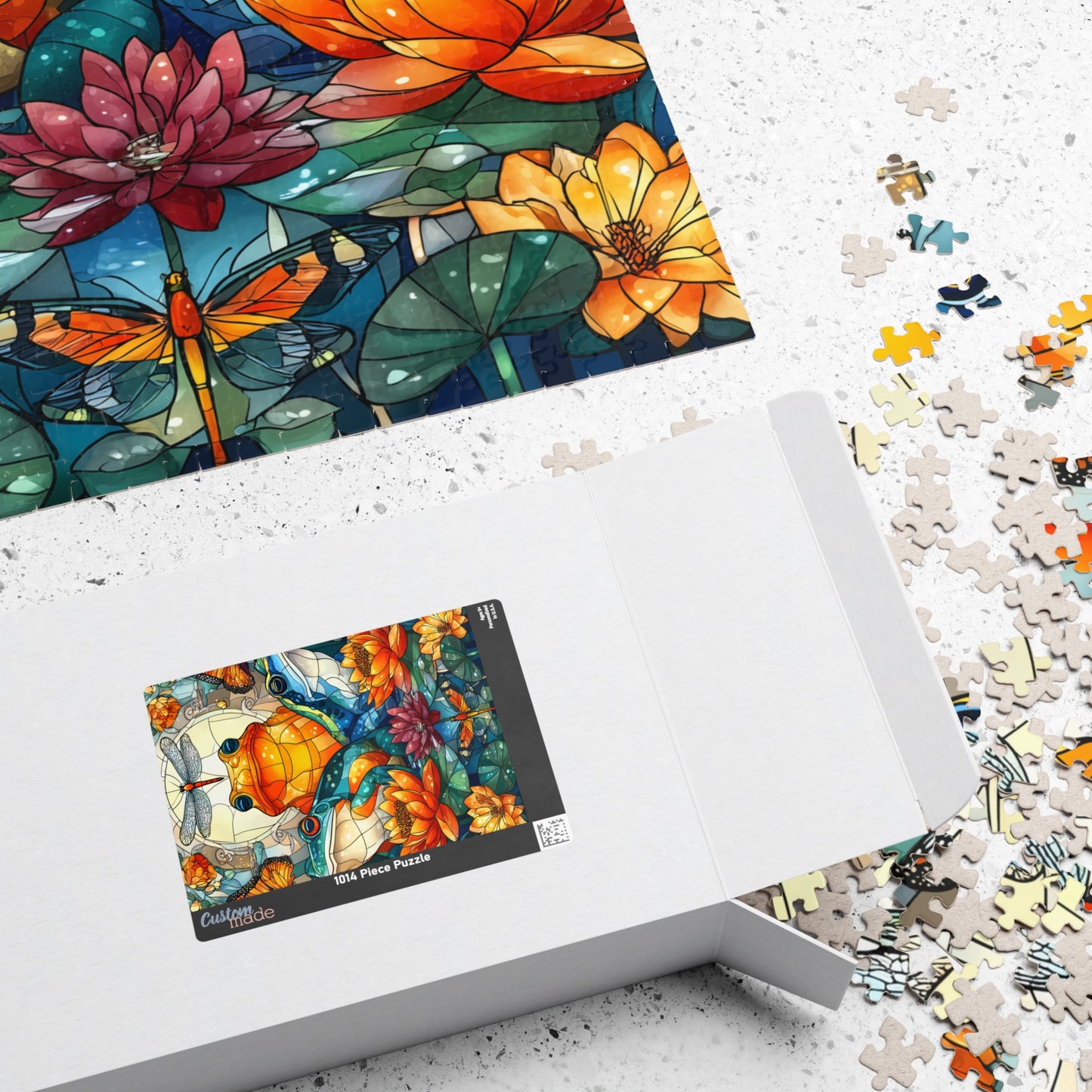 Colorful Frog and Lotus Illustration Puzzle | 110/252/520/1014 Piece Animal Jigsaw Puzzle The Puzzle Chest