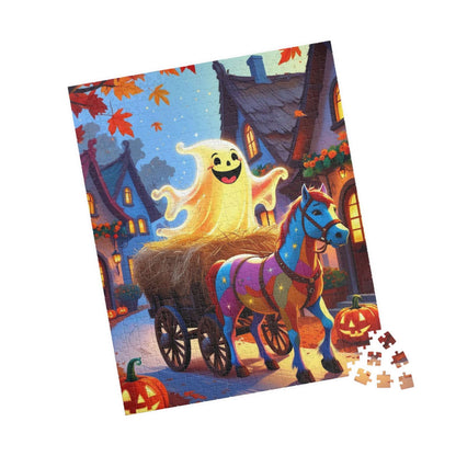 Smiling Ghost Hayride Jigsaw Puzzle, 110-520 Piece Halloween Puzzle