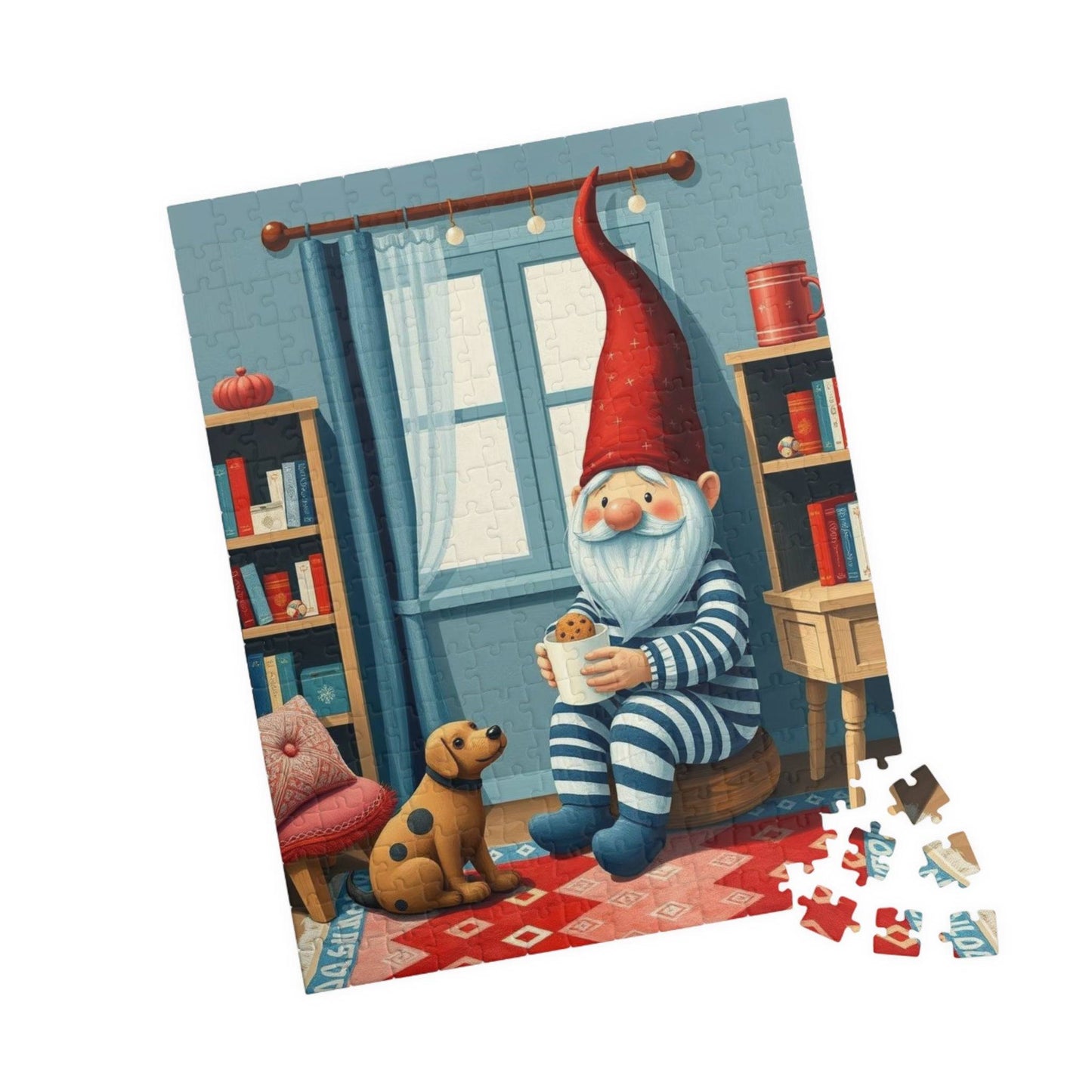 Nordic Gnome Pajamas with Cookies – Scandinavian Folk Style Jigsaw Puzzle 252 pcs (Vertical) Puzzle The Puzzle Chest