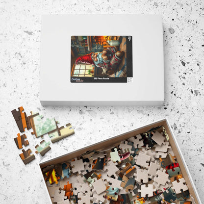 Gnome Pajama Snack – Cozy Cottage Fireplace Milk and Cookies Jigsaw Puzzle Puzzle The Puzzle Chest