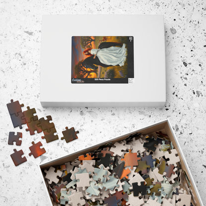 Puzzle, Woman with Vibrant Red Hair and White Flowing Dress Rides a Black Stallion, Jigsaw, Game, Brain Teaser, Activity, Relaxation, Home Puzzle The Puzzle Chest