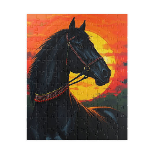 Majestic Horse Sunset Jigsaw Puzzle, Perfect Equestrian Gift for Friend Animal Lover, Family Fun Home Entertainment, Mindfulness Activity 110 pcs (Vertical) Puzzle The Puzzle Chest