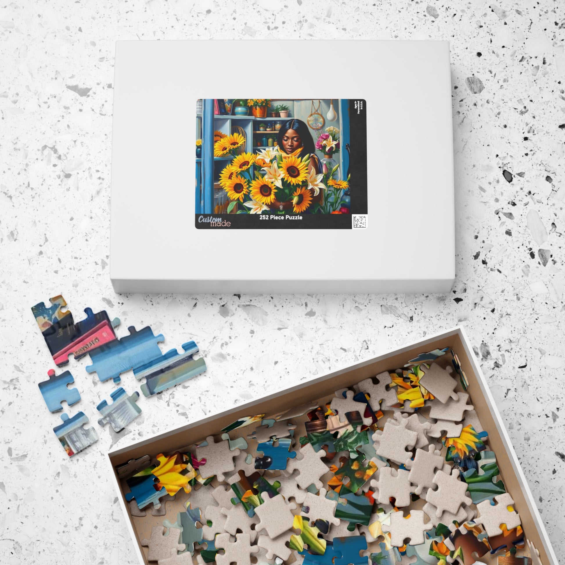Flower Shop Jigsaw Puzzle - Black Woman Art Beautiful Puzzle for Relaxation Holiday Birthday Gift for Her Home Entertainment Mindful Moments Puzzle The Puzzle Chest