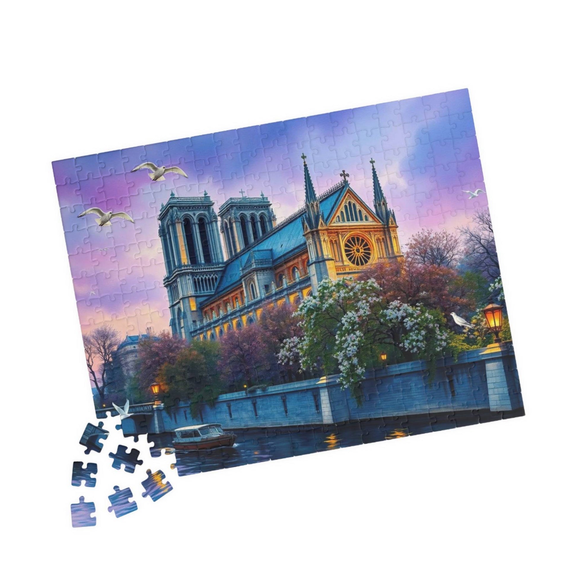 Notre Dame Cathedral Puzzle - Jigsaw of Gothic Church in Paris France, Historic Landmark 252 pcs (Horizontal) Puzzle The Puzzle Chest