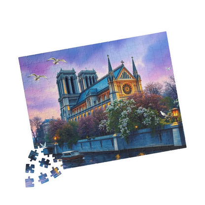 Notre Dame Cathedral Puzzle - Jigsaw of Gothic Church in Paris France, Historic Landmark 252 pcs (Horizontal) Puzzle The Puzzle Chest