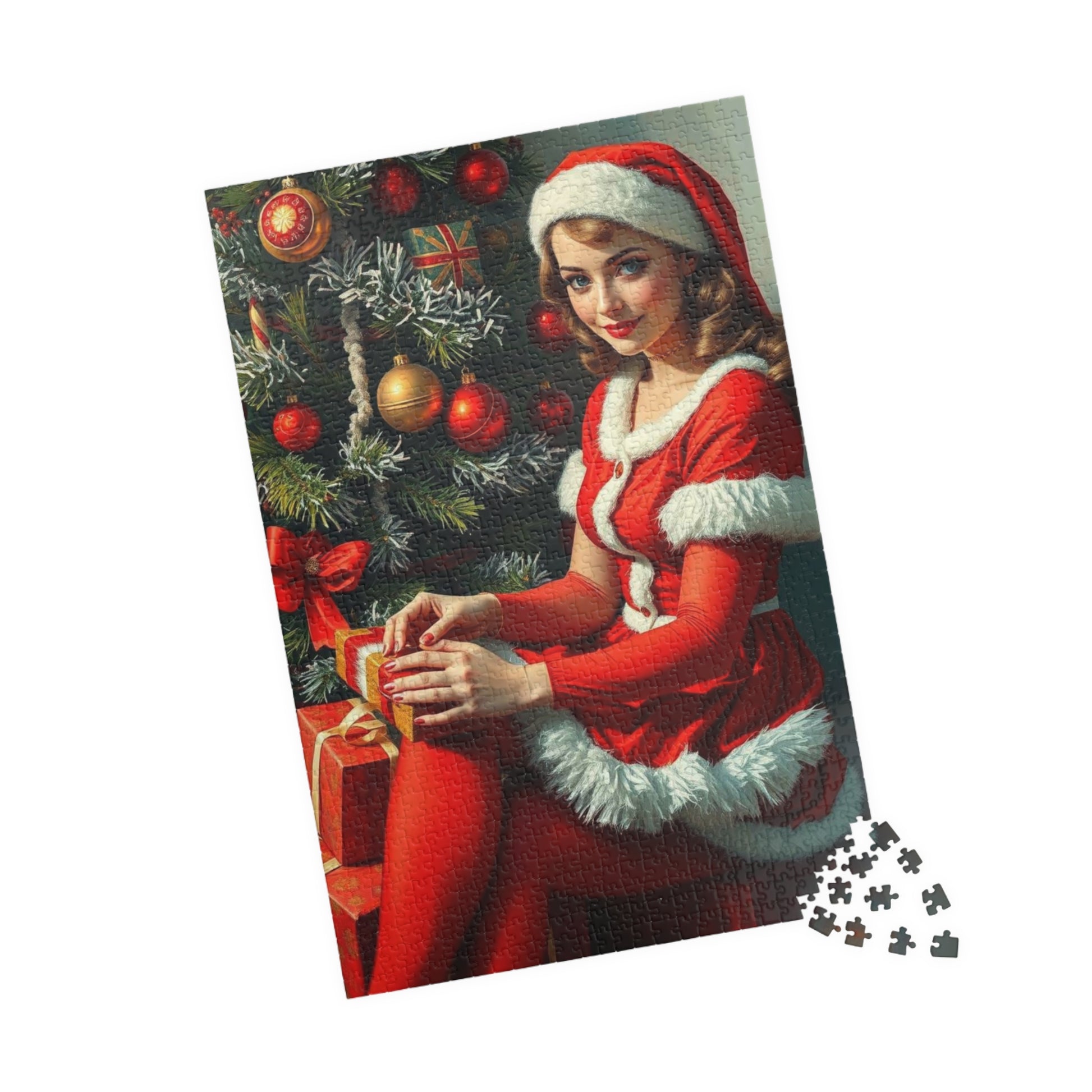 Festive Holiday Jigsaw Puzzle for Adult, Mrs. Claus Design, Vintage Christmas Art, Puzzle Lover Gift for Family, Cozy Night, Mental Exercise 1014 pcs (Vertical) Puzzle The Puzzle Chest