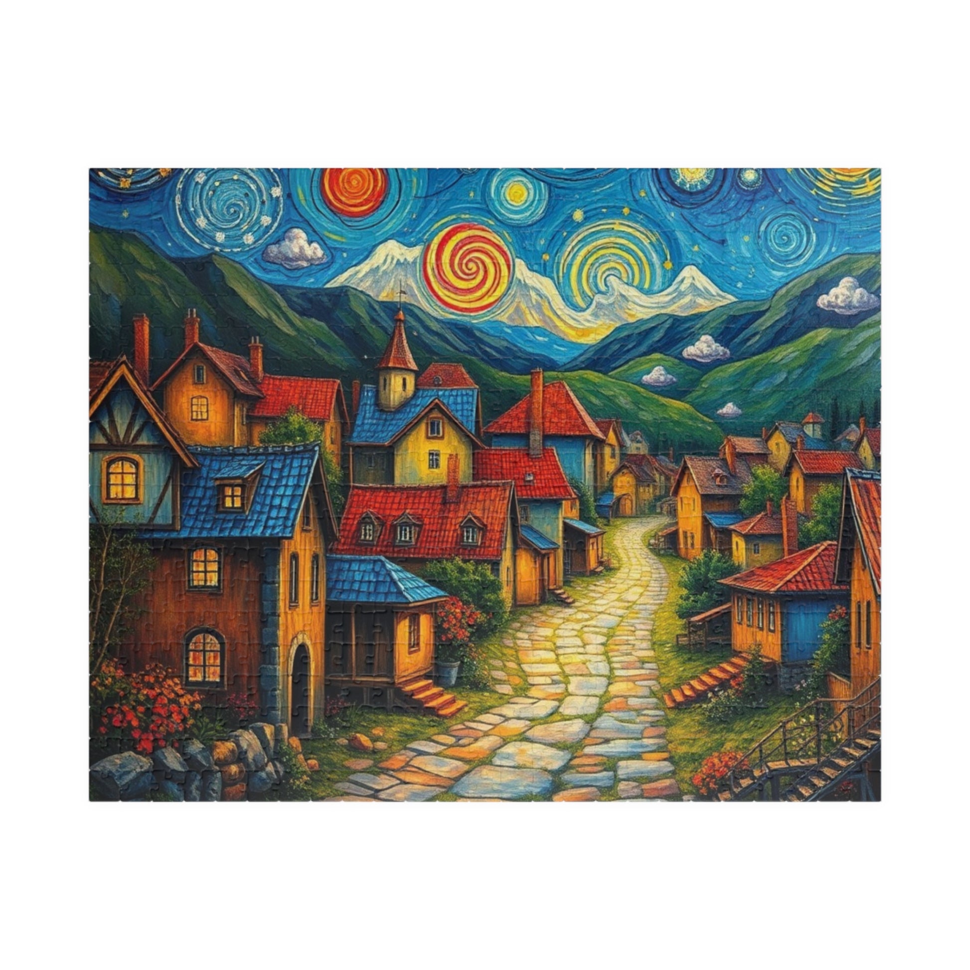 Charming Village Jigsaw Puzzle - Perfect for Family Fun, Adult Gift for Puzzle Lovers, Home Entertainment, Rainy Day Activity, Cozy Night In 520 pcs (Horizontal) The Puzzle Chest