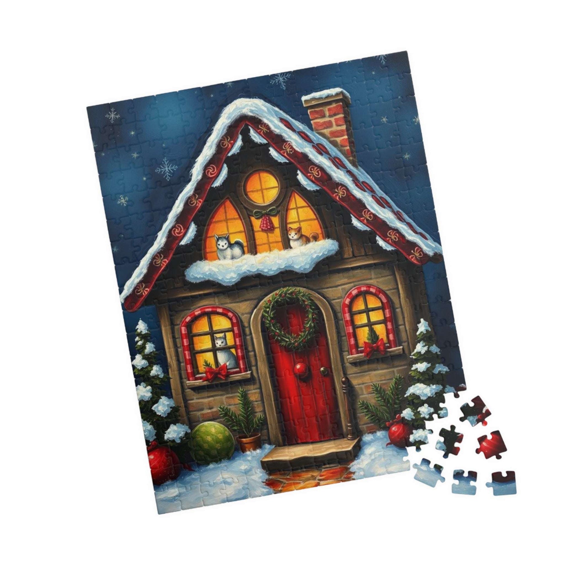 Christmas Gingerbread House Jigsaw Puzzle - Cozy Winter Scene, Best for Family Game or Solo Fun, Holiday or Birthday Gifts, Quiet Leisure Pastime 252 pcs (Vertical) Puzzle The Puzzle Chest