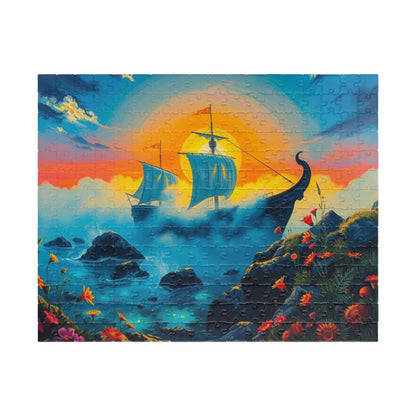 Haunting Skeletal Ship Jigsaw Puzzle, Nautical Sailing Gothic Puzzle, Ocean Theme Activity, Gift for Sea Lover, Family Game Night Activity