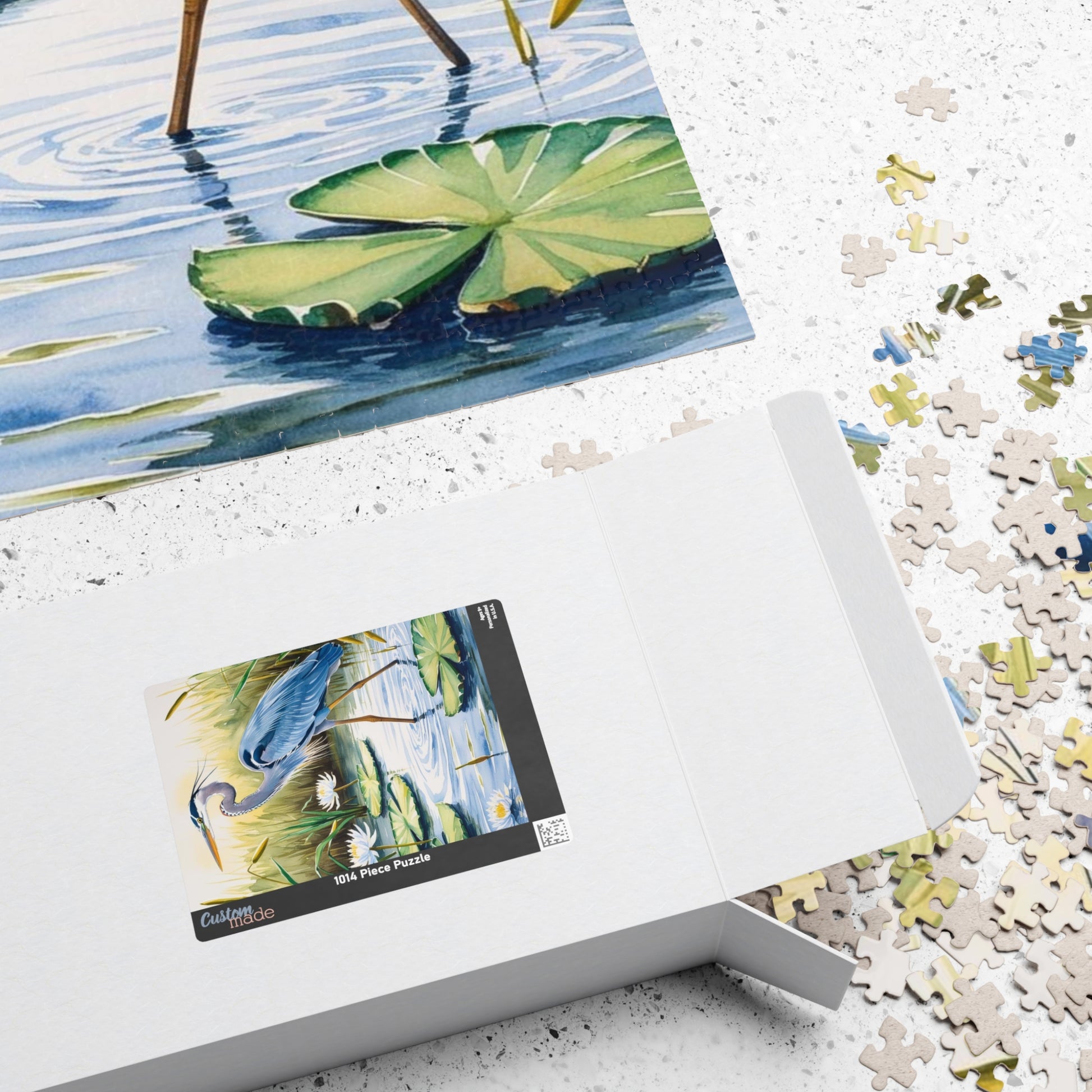 Jigsaw Puzzle, Animal Bird Puzzle, Heron Reflection, Shimmering Evening Light, Relaxing Activity, Mindfulness Game, Family Entertainment Puzzle The Puzzle Chest
