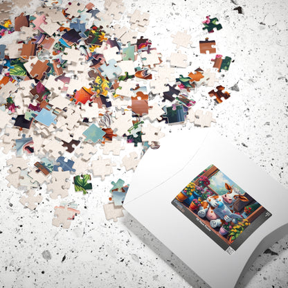 Whimsical Cow Jigsaw Puzzle, Fun Home Solo Entertainment, Gift for Farm Lovers Animal Enthusiasts, Family Game Night, Mindfulness Activity Puzzle The Puzzle Chest