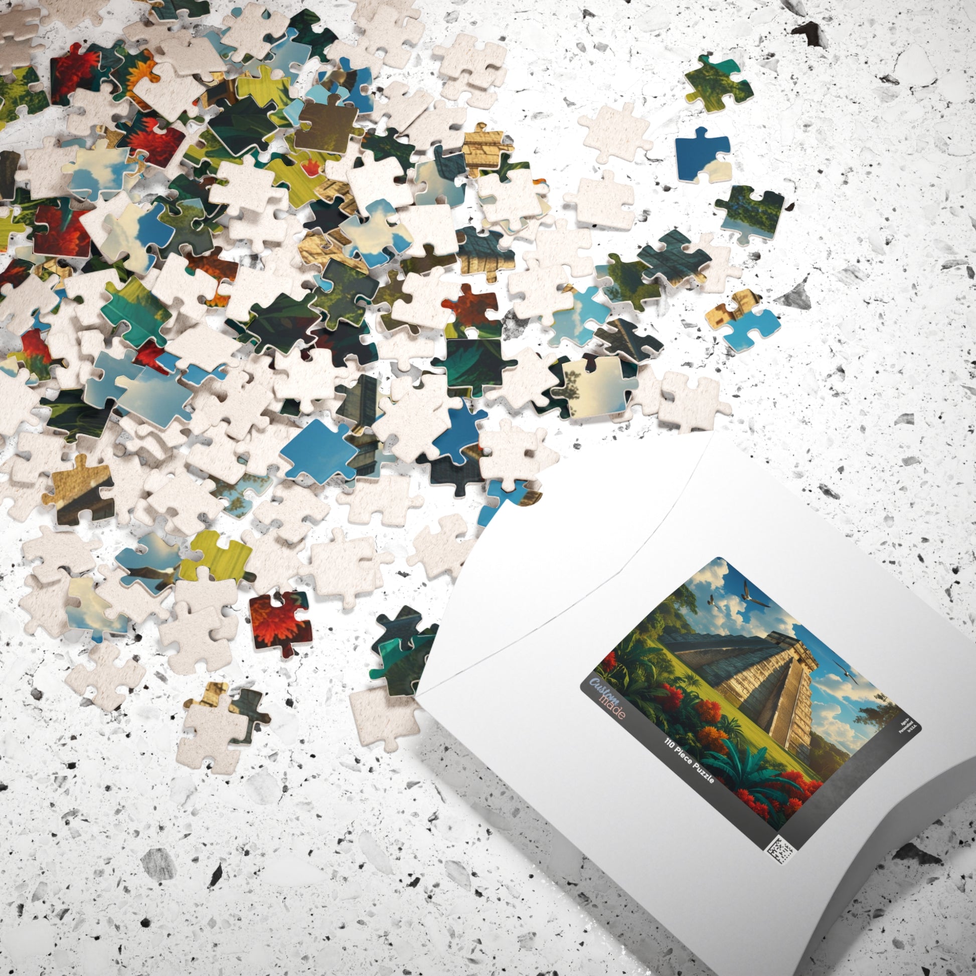 Chichen Itza Pyramid Jigsaw Puzzle with Tropical Jungle Scene, Historic Mayan Famous Landmark, Travel-Inspired Frameable Art Gift Puzzle The Puzzle Chest
