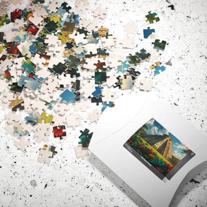 Chichen Itza Pyramid Jigsaw Puzzle with Tropical Jungle Scene, Historic Mayan Famous Landmark, Travel-Inspired Frameable Art Gift Puzzle The Puzzle Chest
