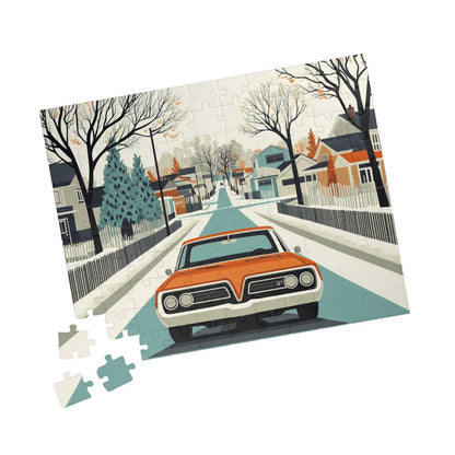 Vintage Car Puzzle | Mid-Century Suburban Street Scene Jigsaw Game