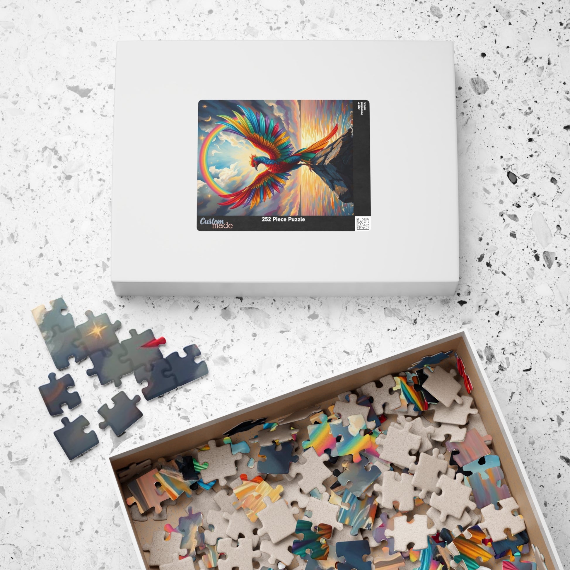 Rise in Rainbow Flame Jigsaw Puzzle, Colorful Phoenix Puzzle, Firebird Puzzle, LGBTQ Gift for Adult Pride Month Birthday Holiday Fun Puzzle The Puzzle Chest