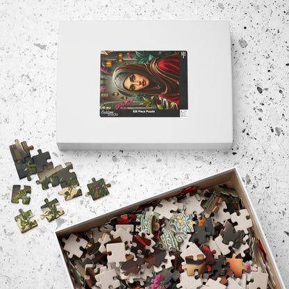 Middle Eastern Cultural Art Jigsaw Puzzle, Woman in Hijab Courtyard Scene, Hanging Lanterns Vibrant Plants, Puzzle Enthusiast Art Lover Gift Puzzle The Puzzle Chest