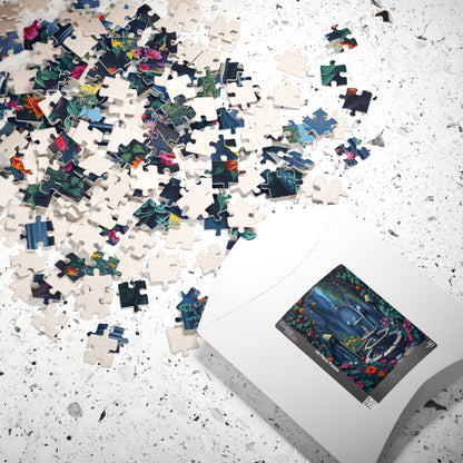 Haunting Gothic Garden Puzzle (110, 252, 520, 1014-piece), Bioluminescent Flowers Stone Statues, Mysterious Tabletop Jigsaw Game, Giftable Puzzle The Puzzle Chest