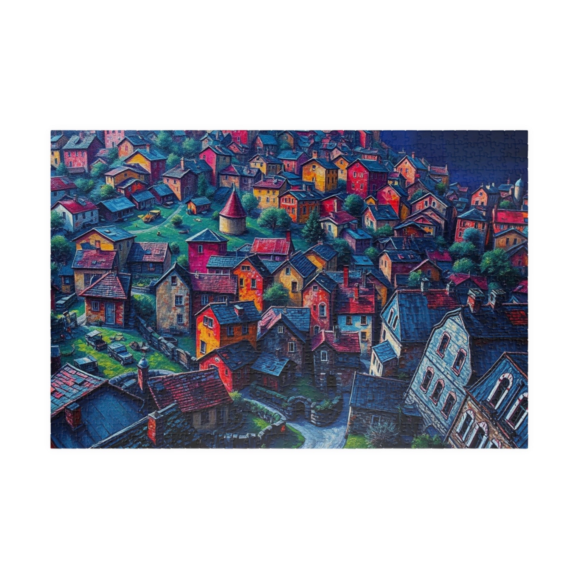 Electric Macro Close-Up Village Puzzle, Vivid Colors 3D Town Challenging, Jigsaw Game (110, 252, 520, 1014-pieces), Gift for Puzzle Fans 1014 pcs (Horizontal) The Puzzle Chest