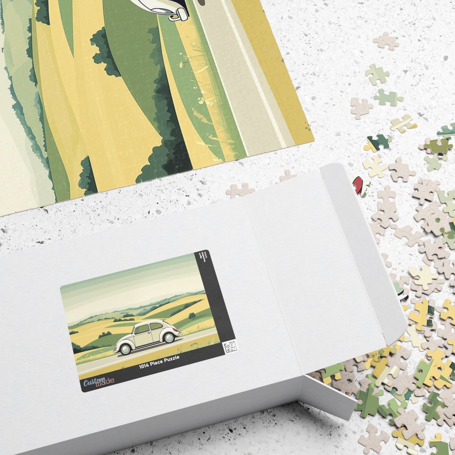 Vintage Beetle Illustration Puzzle | Scenic Countryside Jigsaw