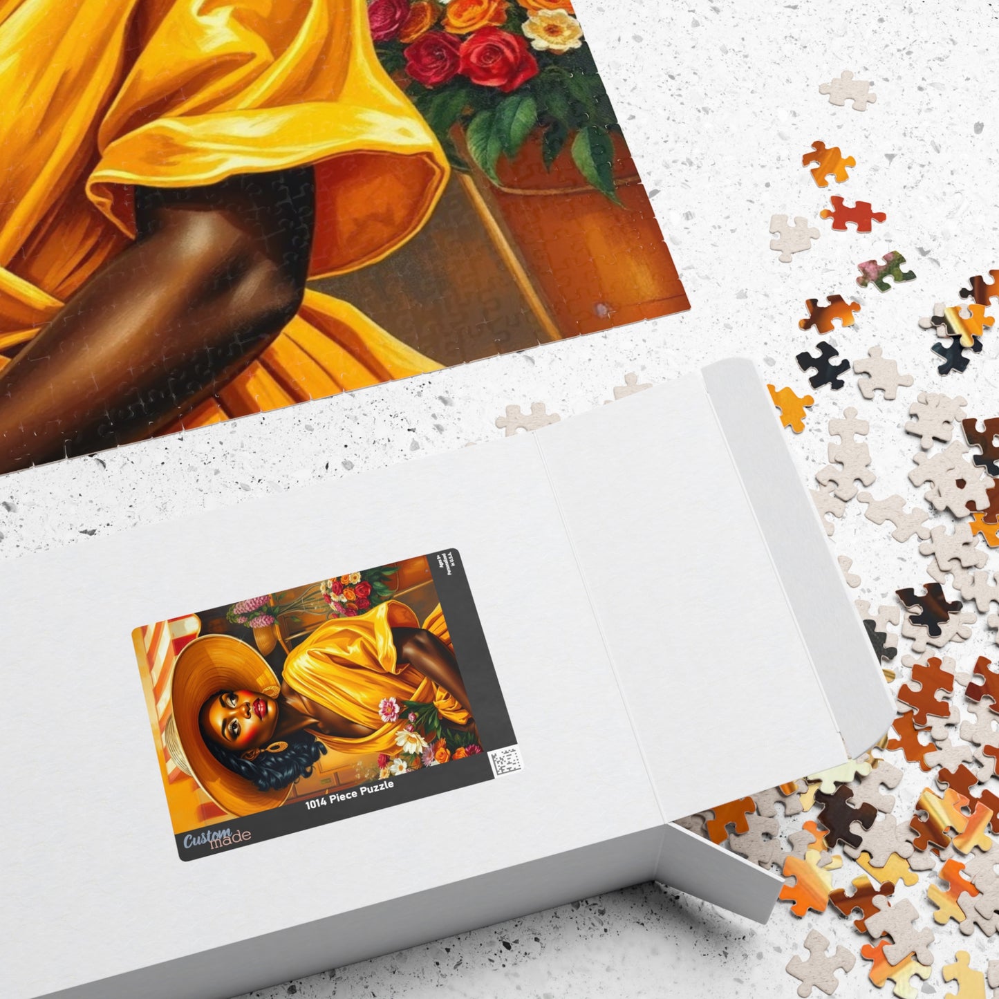 Colorful African American Puzzle Art - Beautiful Black Woman in Yellow Dress, 110-1014 pieces, Gift for Art Lovers, Home Decor, Puzzle Night Puzzle The Puzzle Chest