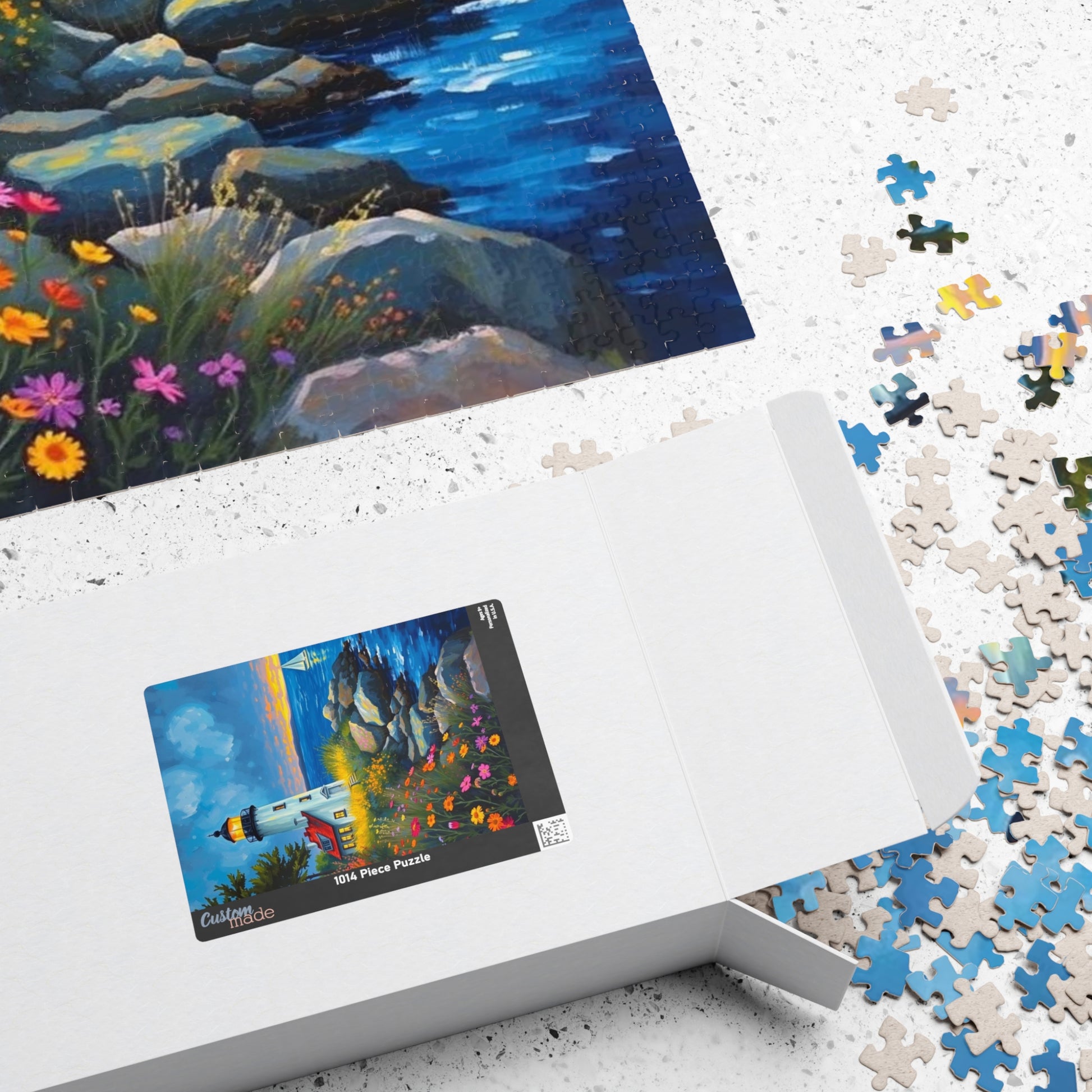Seabreeze Beacon Jigsaw Puzzle - Coastal Lighthouse, Wildflowers and Sailboats, Family Activity Brain Teaser, Gift for Puzzle Lovers Puzzle The Puzzle Chest